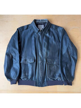 Vintage L.L.Bean Mens XL Black Goat Skin Wool Leather Jacket